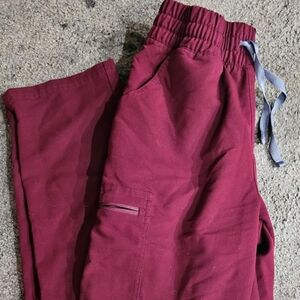 Figs Maroon Womens  Pants with Gray Drawstring